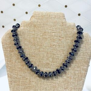 Black with filigree silver accents boutique necklace -new